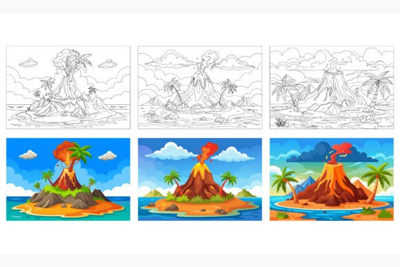 Capture Creative Power with Volcano Erupt Illustrations