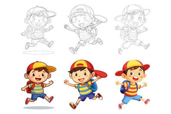 Cute Boy Kids Illustration Collections for Creative Projects