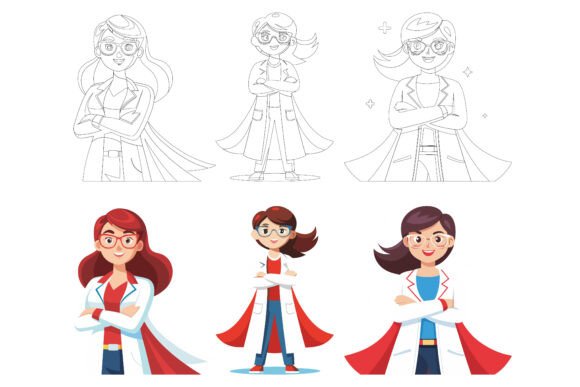 Elevating Your Projects with the Woman Doctor Illustration Set