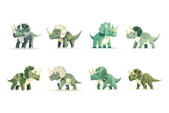 Enhance Your Projects with Cute Dinosaurs Set Flat Cartoon Illustra