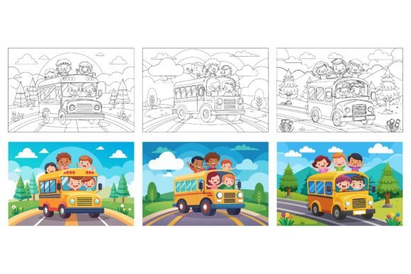 Kids in the Bus: A Friendly AI Illustration Collection