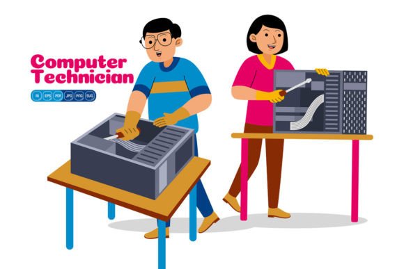 Man and Woman Computer Technician