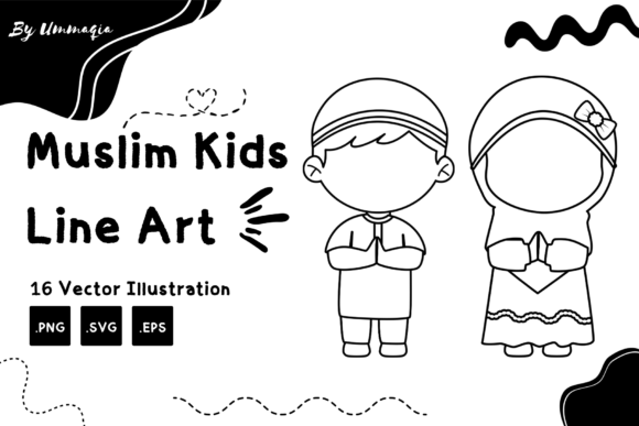 Muslim Kids Line Art: A Versatile Design Resource