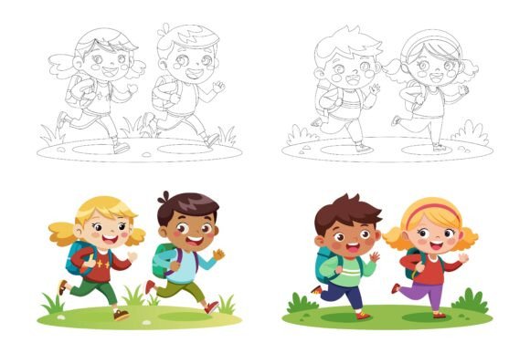 School Kids: A Versatile Digital Illustration Set for Creative Projects
