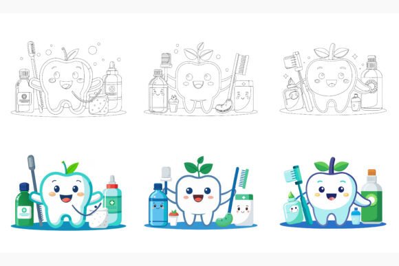 The Power of Premium Iconography: Elevating Projects with the Teeth with Oral Hygiene Products Icons S Collection