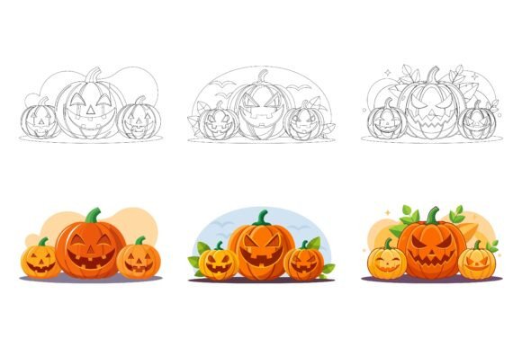 Vector Cartoon Halloween Pumpkin Illustration Collections